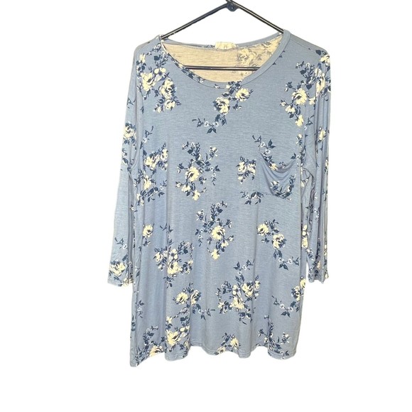 AJ My Amelia James Blue Flower Top, Size 3XL - Picture 1 of 11